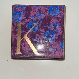 Purple Anthropologie jewelry box tray Dish with lid with Gold Letter K